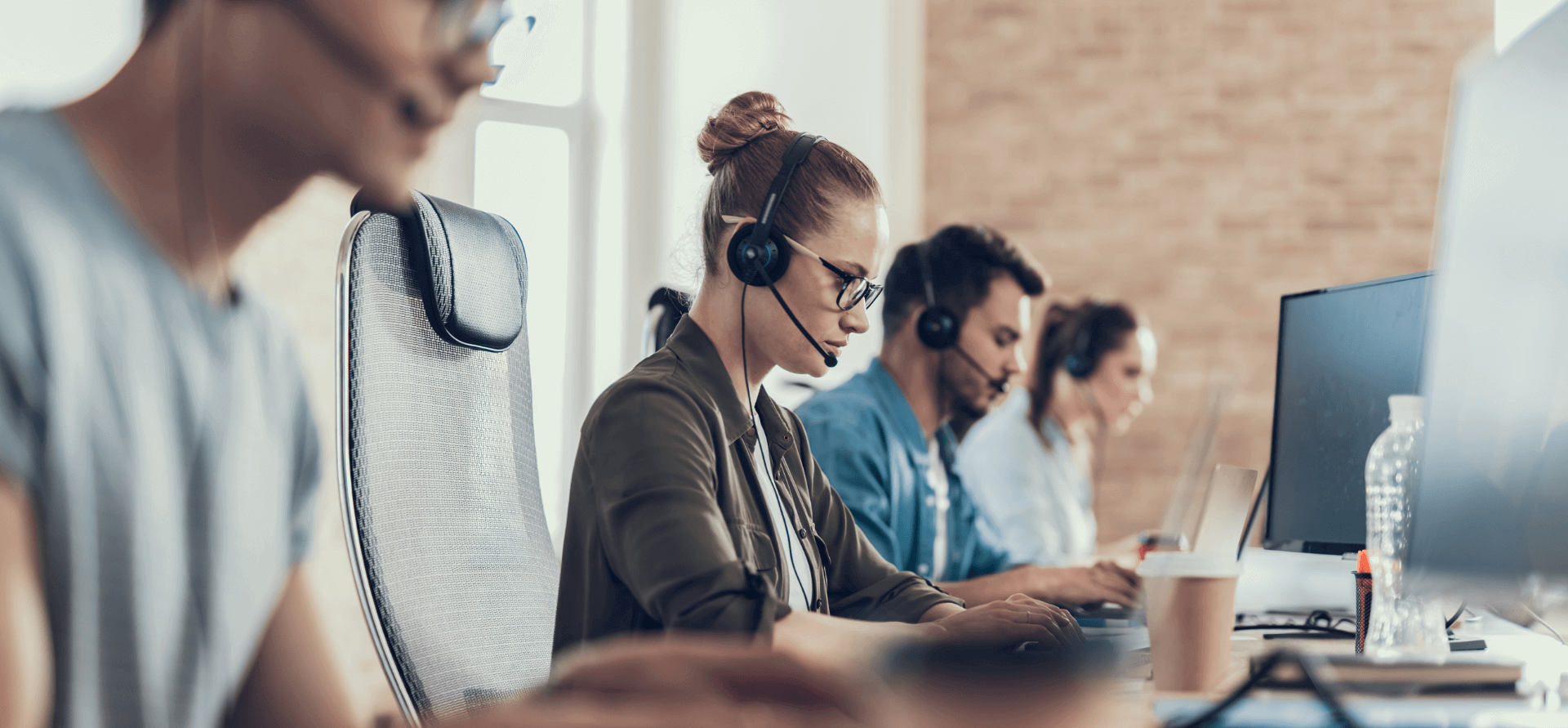 Workers in a call center.